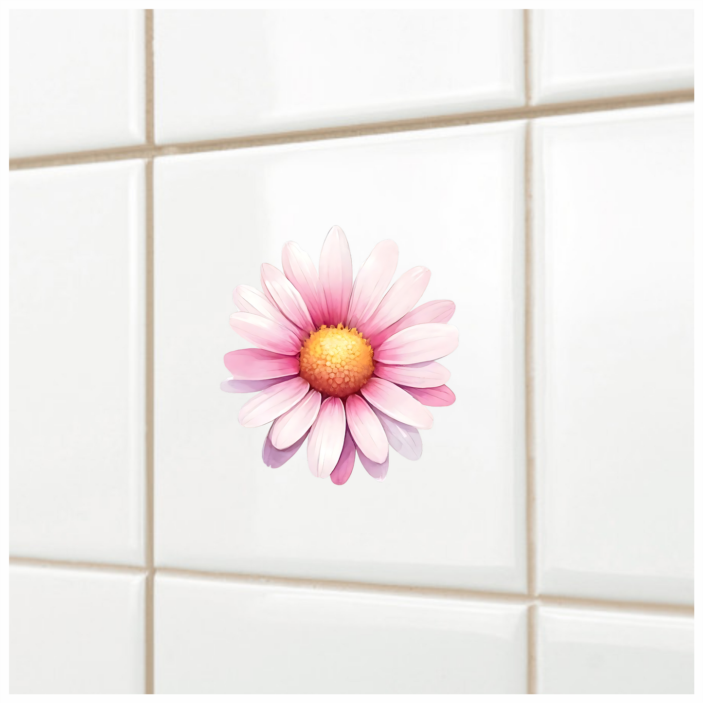 Pink White Daisy Flower Bloom Vinyl Sticker Decal