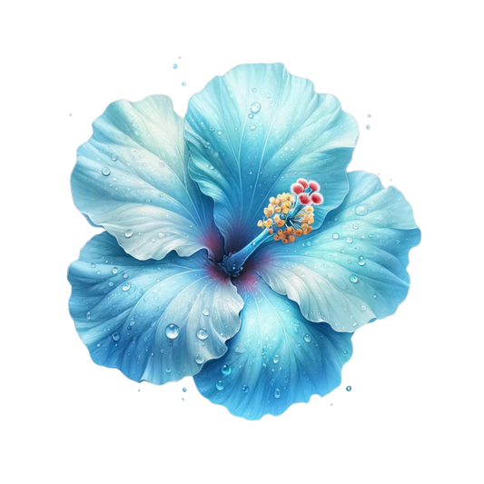 Blue Hibiscus Flower With Water Vinyl Sticker Decal