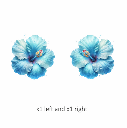 Blue Hibiscus Flower With Water Vinyl Sticker Decal