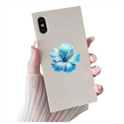 Blue Hibiscus Flower With Water Vinyl Sticker Decal
