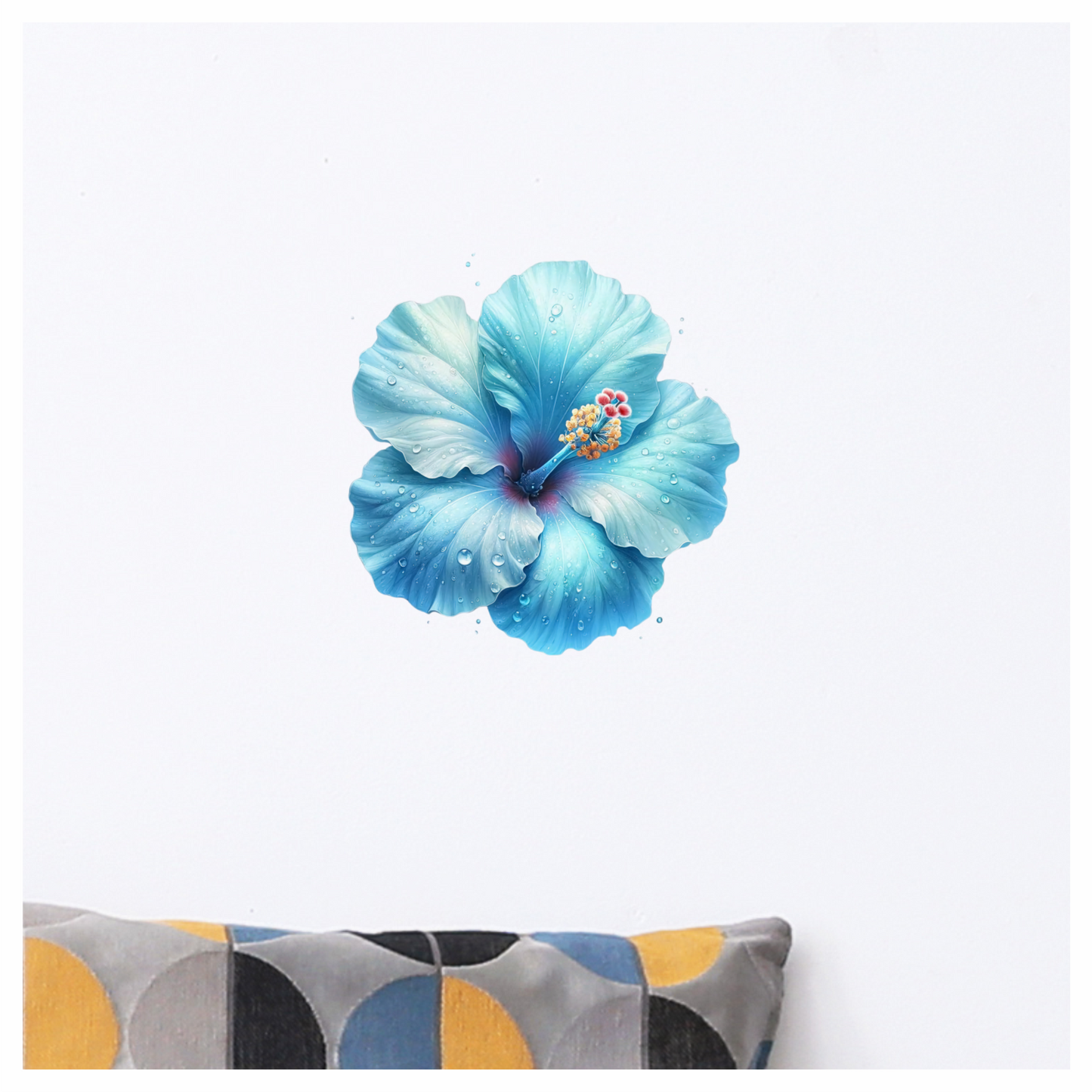 Blue Hibiscus Flower With Water Vinyl Sticker Decal
