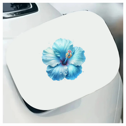 Blue Hibiscus Flower With Water Vinyl Sticker Decal