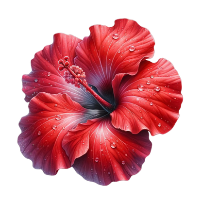 Red Hibiscus Flower With Water Vinyl Sticker Decal