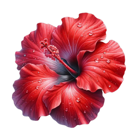 Red Hibiscus Flower With Water Vinyl Sticker Decal