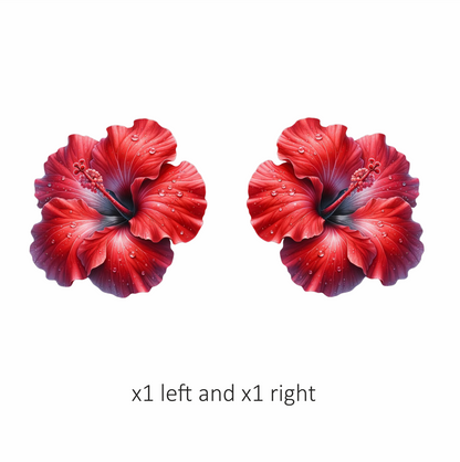 Red Hibiscus Flower With Water Vinyl Sticker Decal