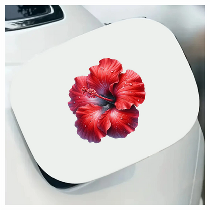Red Hibiscus Flower With Water Vinyl Sticker Decal