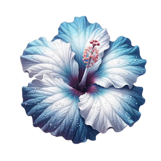 Blue White Hibiscus Flower Water Vinyl Sticker Decal