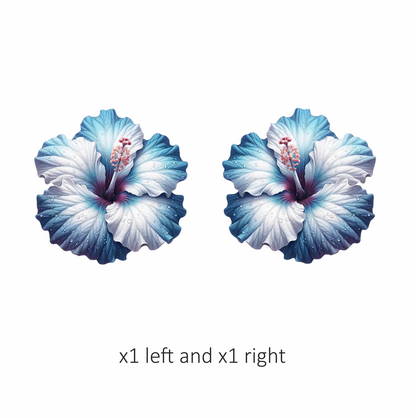 Blue White Hibiscus Flower Water Vinyl Sticker Decal