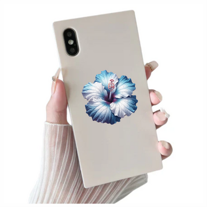Blue White Hibiscus Flower Water Vinyl Sticker Decal