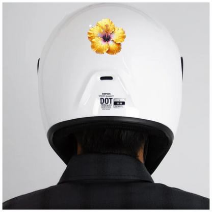 Yellow Hibiscus Flower With Waterdrops Vinyl Sticker Decal