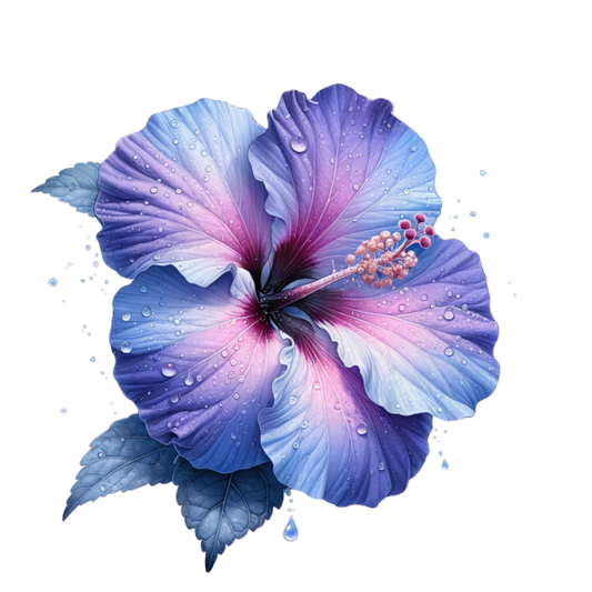 Pink White Hibiscus Flower Leaf Vinyl Sticker Decal