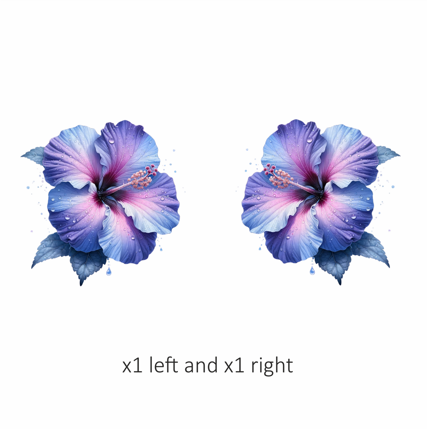 Pink White Hibiscus Flower Leaf Vinyl Sticker Decal