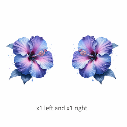 Pink White Hibiscus Flower Leaf Vinyl Sticker Decal