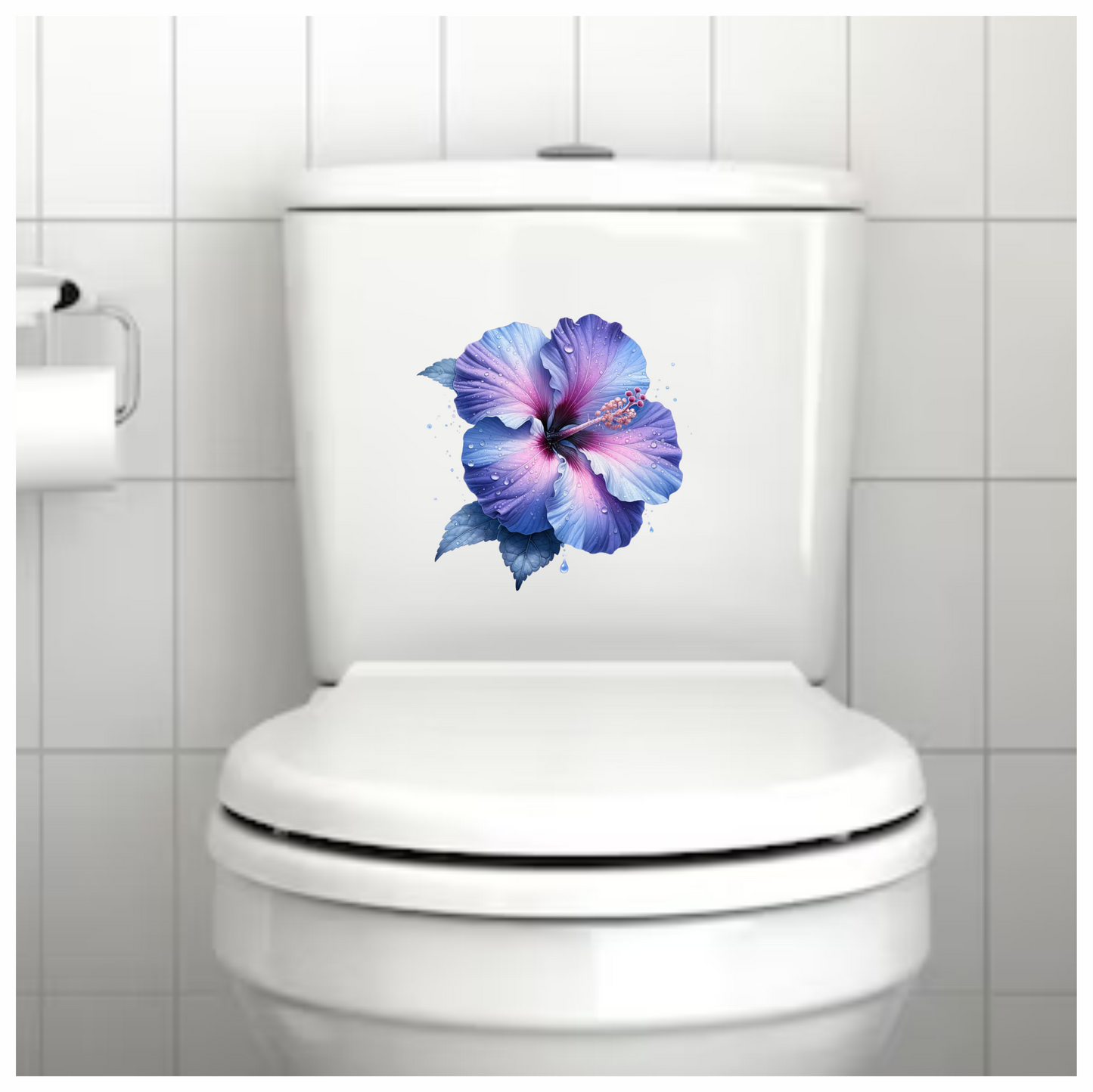 Pink White Hibiscus Flower Leaf Vinyl Sticker Decal
