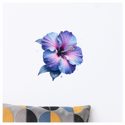 Pink White Hibiscus Flower Leaf Vinyl Sticker Decal