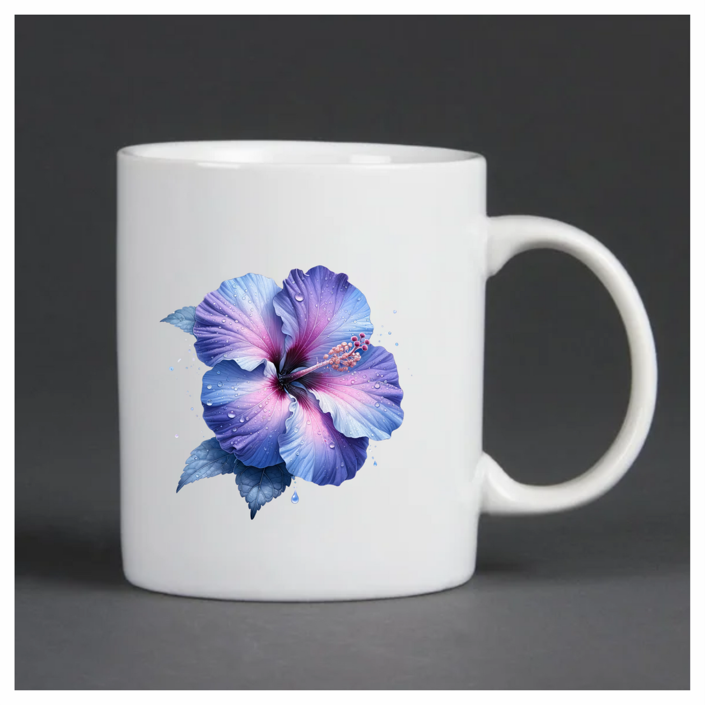 Pink White Hibiscus Flower Leaf Vinyl Sticker Decal