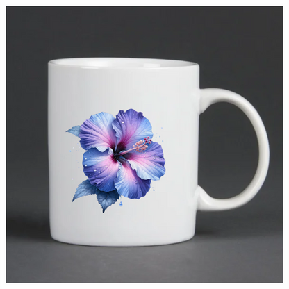 Pink White Hibiscus Flower Leaf Vinyl Sticker Decal