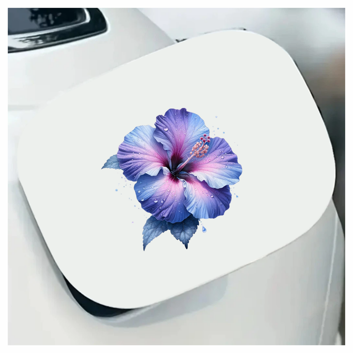 Pink White Hibiscus Flower Leaf Vinyl Sticker Decal
