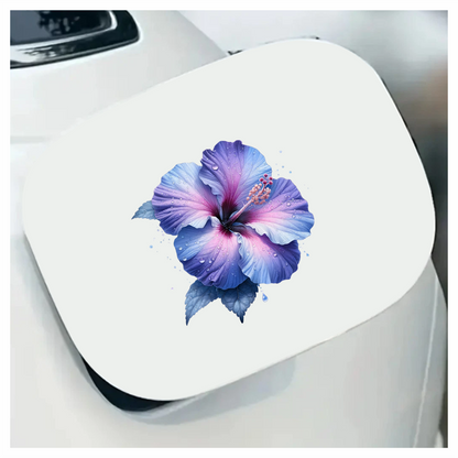 Pink White Hibiscus Flower Leaf Vinyl Sticker Decal