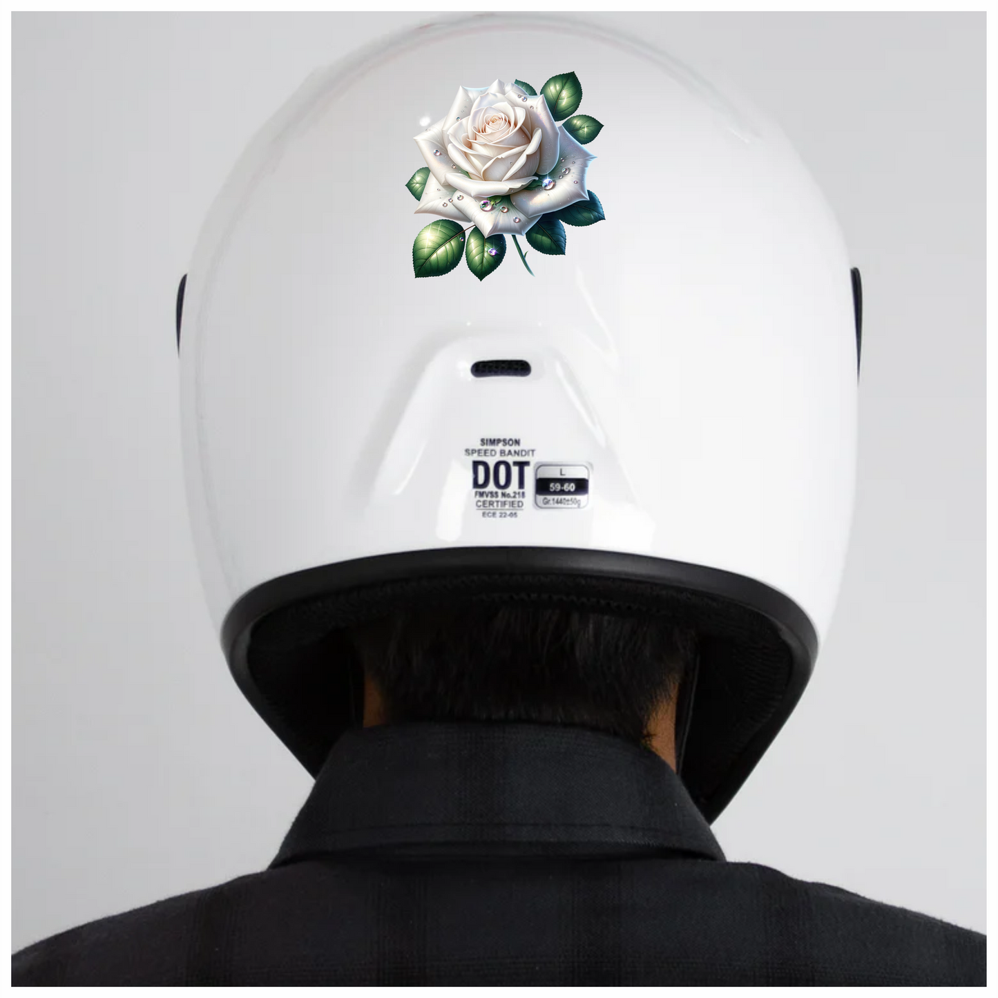 White Rose Green Leaves Water Drops Vinyl Sticker Decal