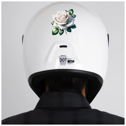 White Rose Green Leaves Water Drops Vinyl Sticker Decal