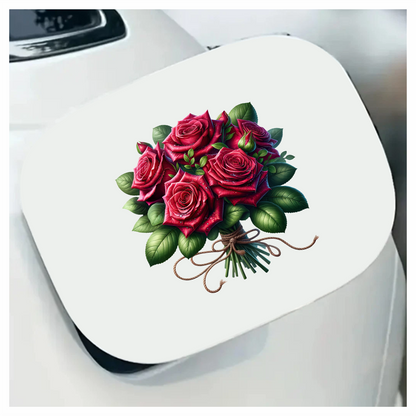 Red Roses Green Leaves Bouquet Rope Vinyl Sticker Decal