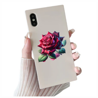 Crimson Red Rose Flower Vinyl Sticker Decal