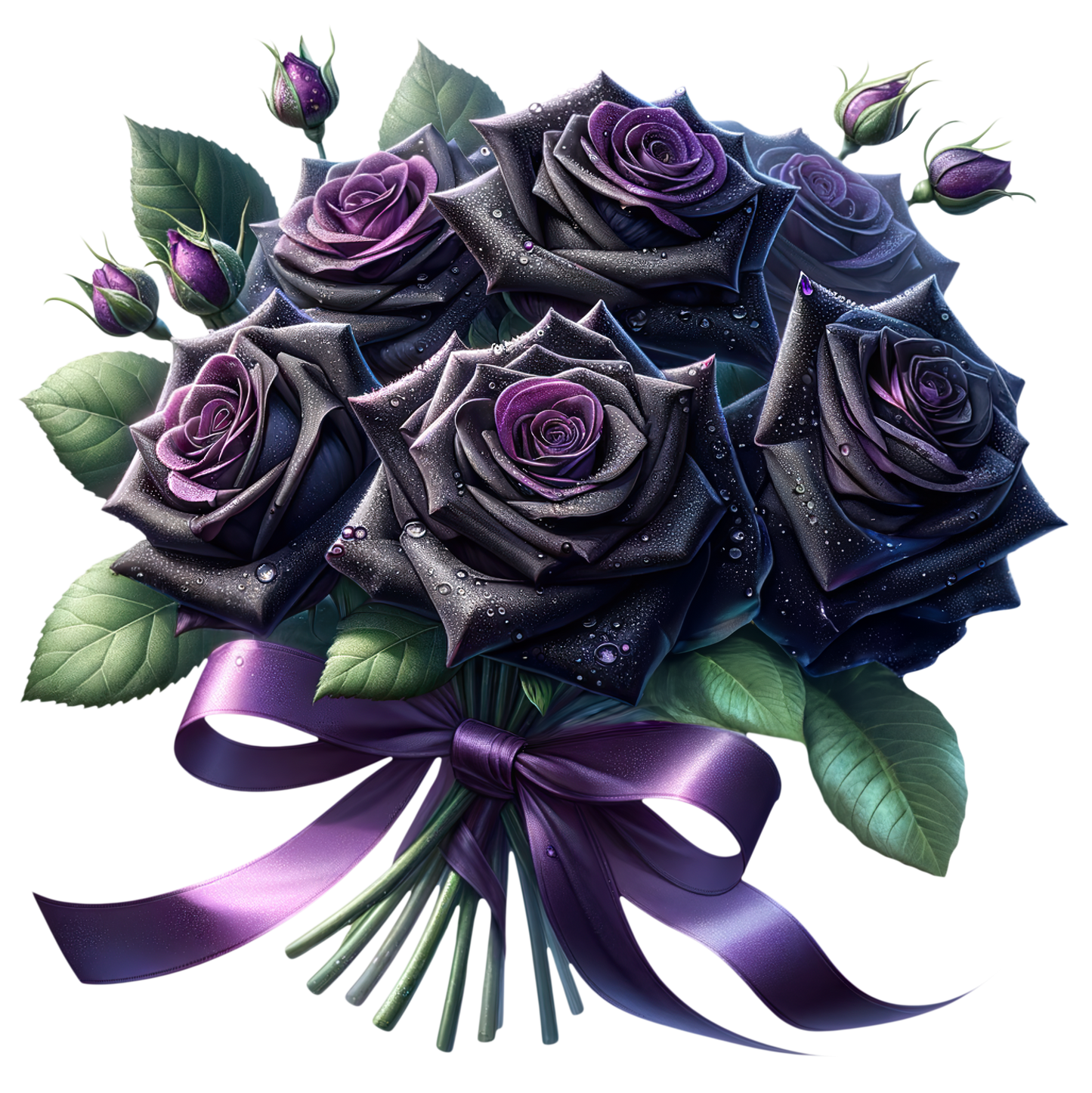 Black Roses Purple Bow Water Drops Vinyl Sticker Decal