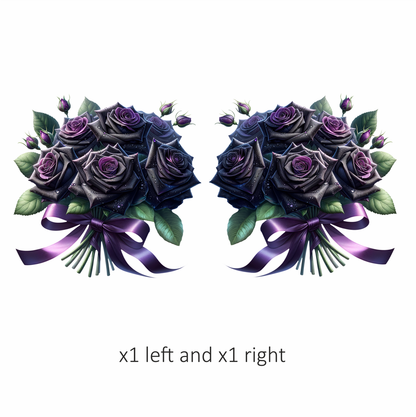 Black Roses Purple Bow Water Drops Vinyl Sticker Decal