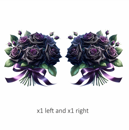 Black Roses Purple Bow Water Drops Vinyl Sticker Decal