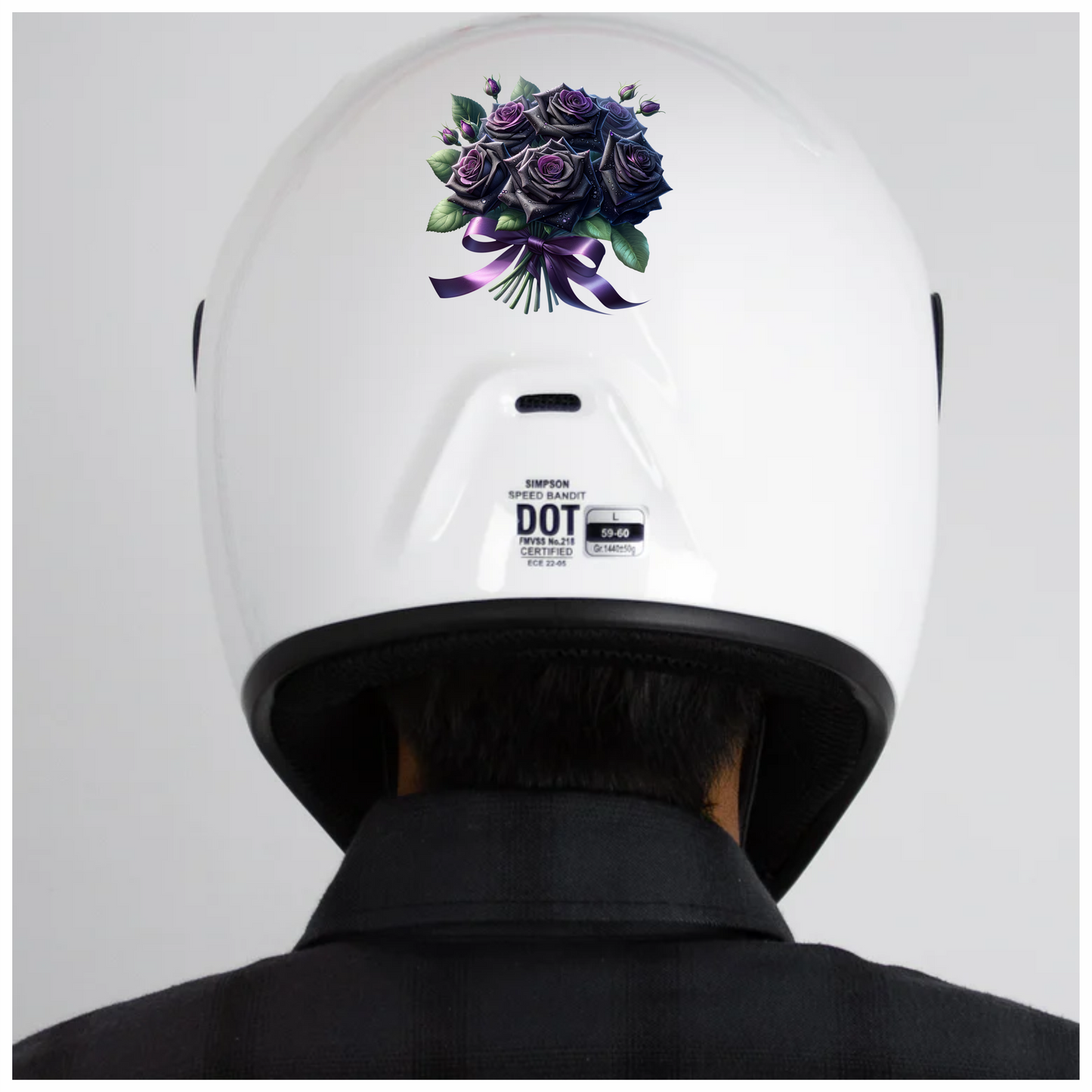 Black Roses Purple Bow Water Drops Vinyl Sticker Decal