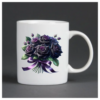 Black Roses Purple Bow Water Drops Vinyl Sticker Decal