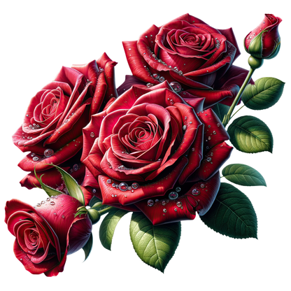 Red Roses With Green Leaves Vinyl Sticker Decal