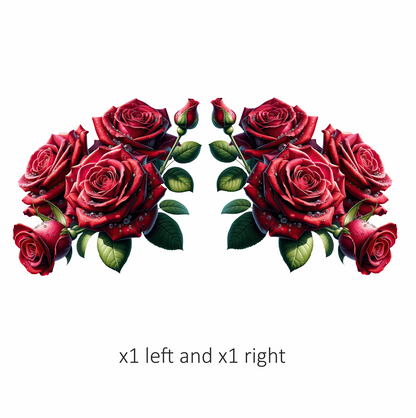 Red Roses With Green Leaves Vinyl Sticker Decal