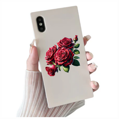 Red Roses With Green Leaves Vinyl Sticker Decal