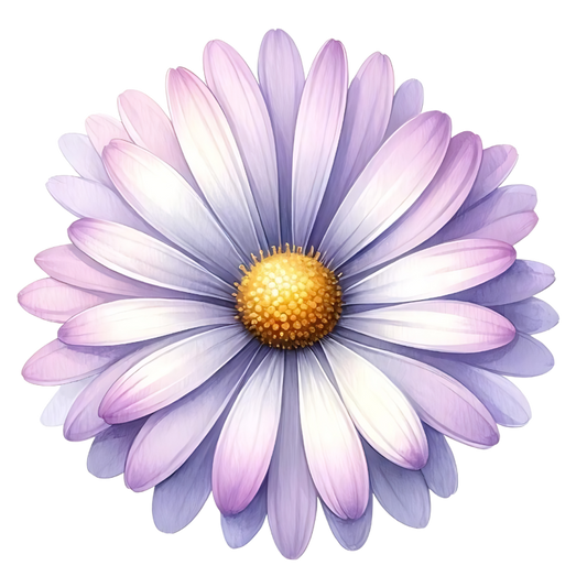 Purple White Flower Petals Yellow Center Vinyl Sticker Decal