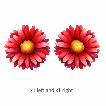 Red Flower Yellow Center Closeup Vinyl Sticker Decal