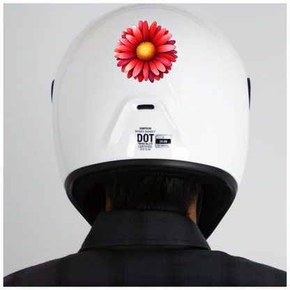 Red Flower Yellow Center Closeup Vinyl Sticker Decal