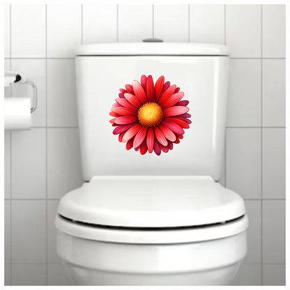 Red Flower Yellow Center Closeup Vinyl Sticker Decal