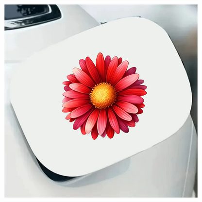 Red Flower Yellow Center Closeup Vinyl Sticker Decal