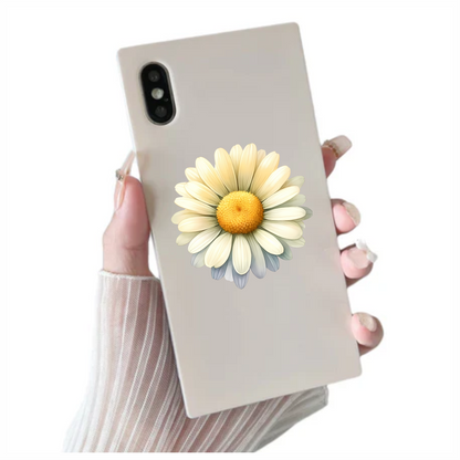 White Yellow Daisy Flower Bloom Vinyl Sticker Decal