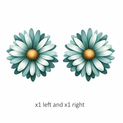 Teal White Daisy Flower Vinyl Sticker Decal