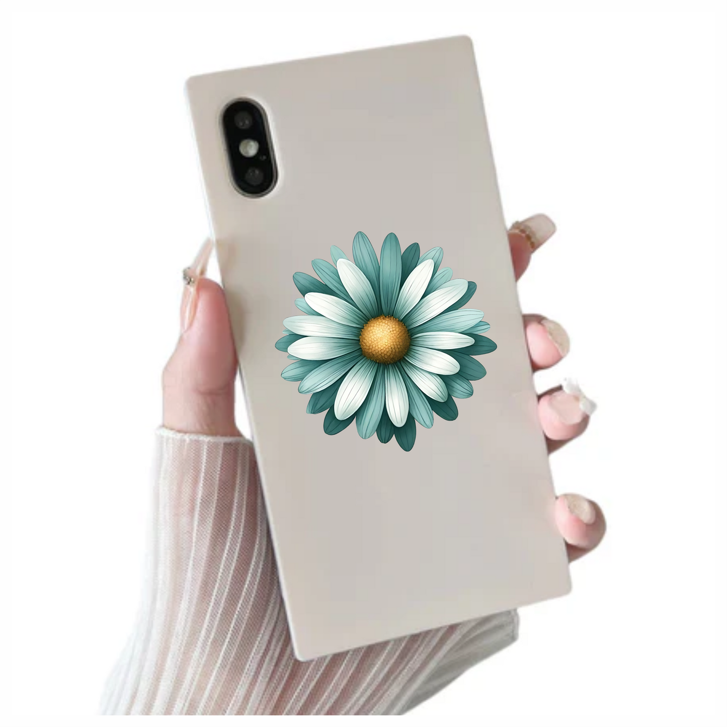 Teal White Daisy Flower Vinyl Sticker Decal