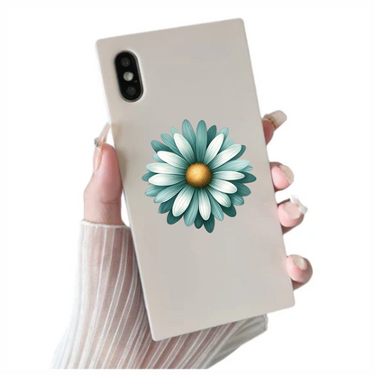 Teal White Daisy Flower Vinyl Sticker Decal