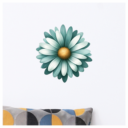 Teal White Daisy Flower Vinyl Sticker Decal