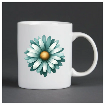 Teal White Daisy Flower Vinyl Sticker Decal