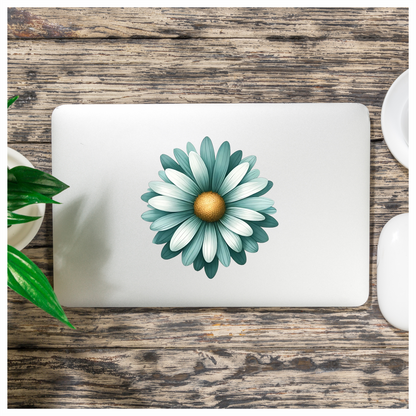 Teal White Daisy Flower Vinyl Sticker Decal