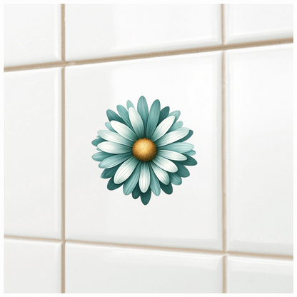 Teal White Daisy Flower Vinyl Sticker Decal