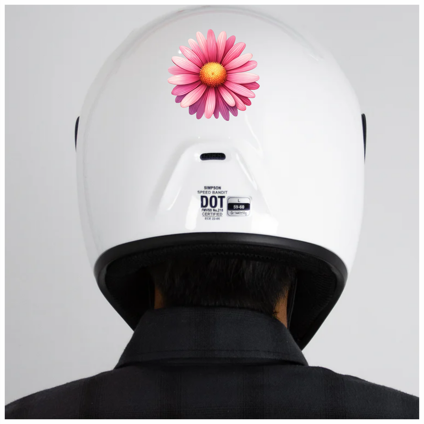 Pink Flower Petals Yellow Center Vinyl Sticker Decal