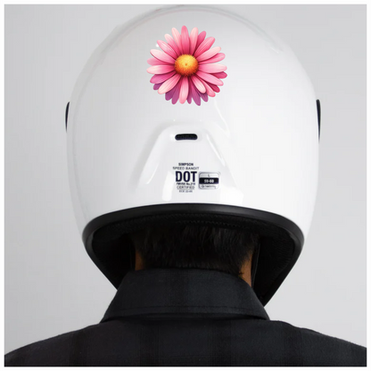 Pink Flower Petals Yellow Center Vinyl Sticker Decal